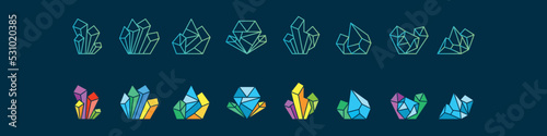 crystal stone, gemstone vector logo design collection