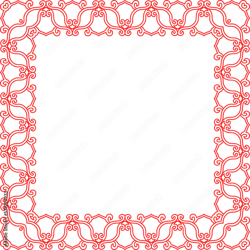 Traditional Chinese tracery red retro pattern decoration square frame Traditional Chinese tracery red retro pattern decoration square frame