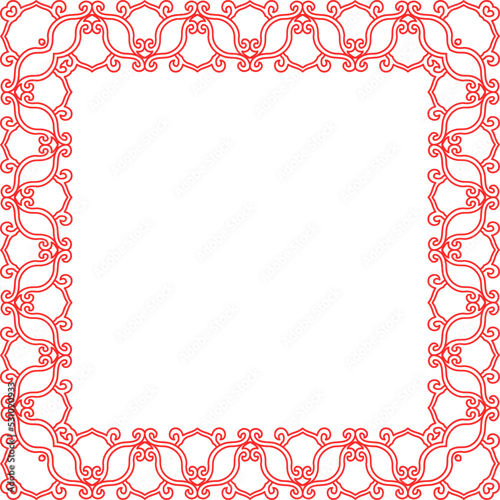 Traditional Chinese tracery red retro pattern decoration square frame