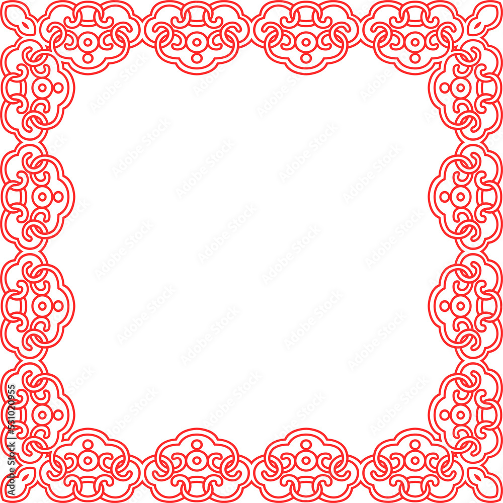 Traditional Chinese tracery red retro pattern decoration square frame Traditional Chinese tracery red retro pattern decoration square frame