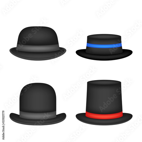 Set of Hat isolated on white background