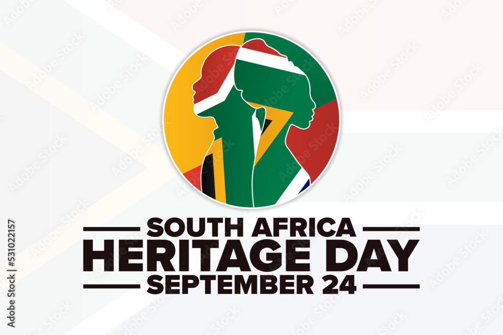 South Africa Heritage Day. September 24. Holiday concept. Template for background, banner, card, poster with text inscription. Vector EPS10 illustration.