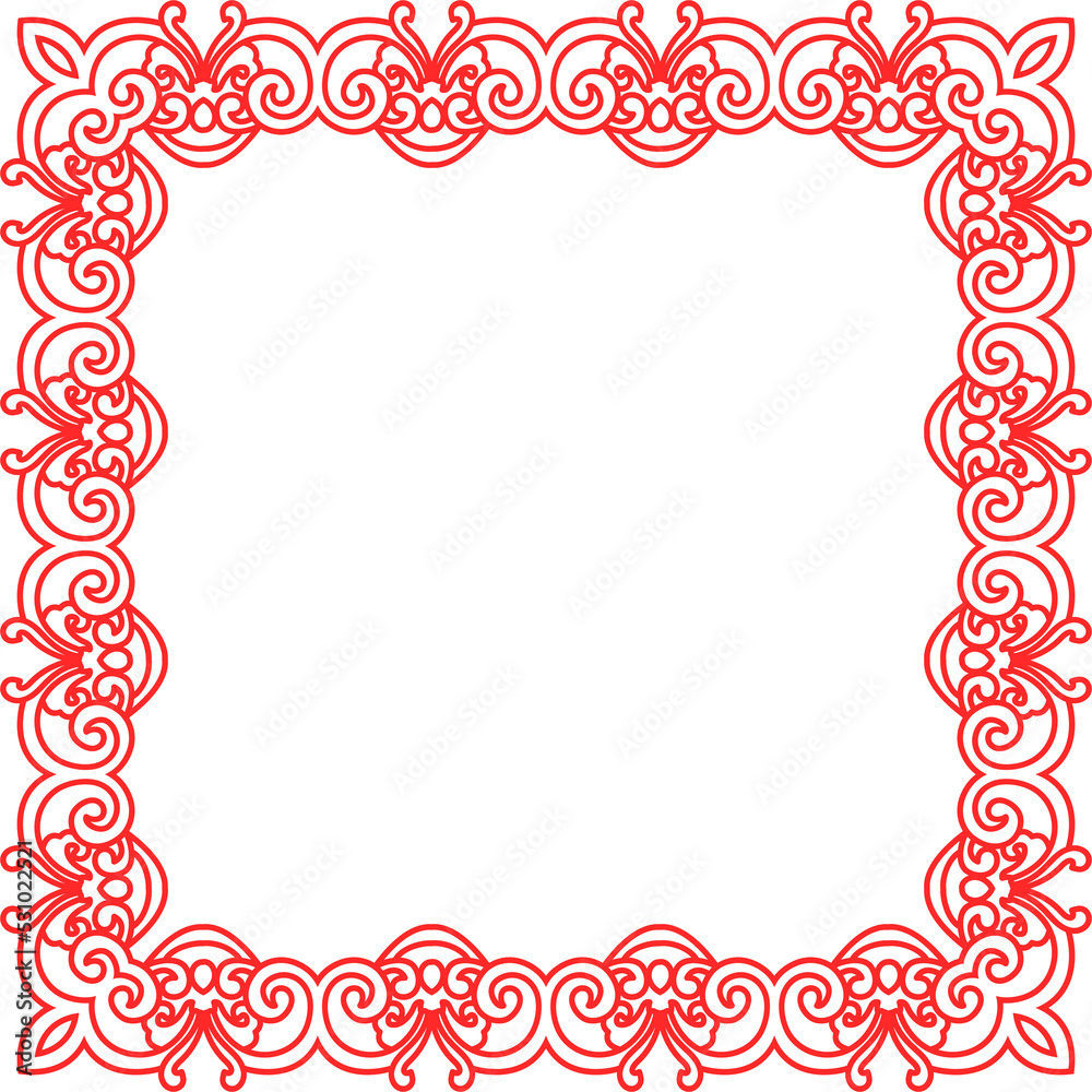 Traditional Chinese tracery red retro pattern decoration square frame