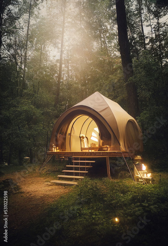 glamping. luxury glamorous camping. glamping in the beautiful countryside photo