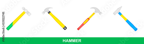 Set of Hammer isolated on white background