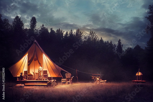 glamping. luxury glamorous camping. glamping in the beautiful countryside photo
