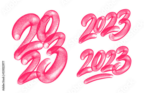 2023. Vector graffiti spray handwritten letterings.