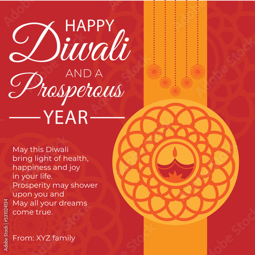 Vector Happy Diwali greeting card, Personalized Happy Diwali and a prosperous new year greeting card