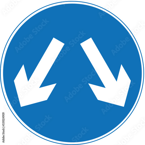 Vehicles may pass either side to reach same destination, The Highway Code Traffic Sign, Signs giving orders, Signs with red circles are mostly prohibitive. Plates below signs qualify their message.
