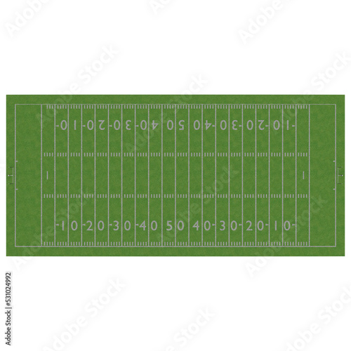 3D rendering illustration of an American football field