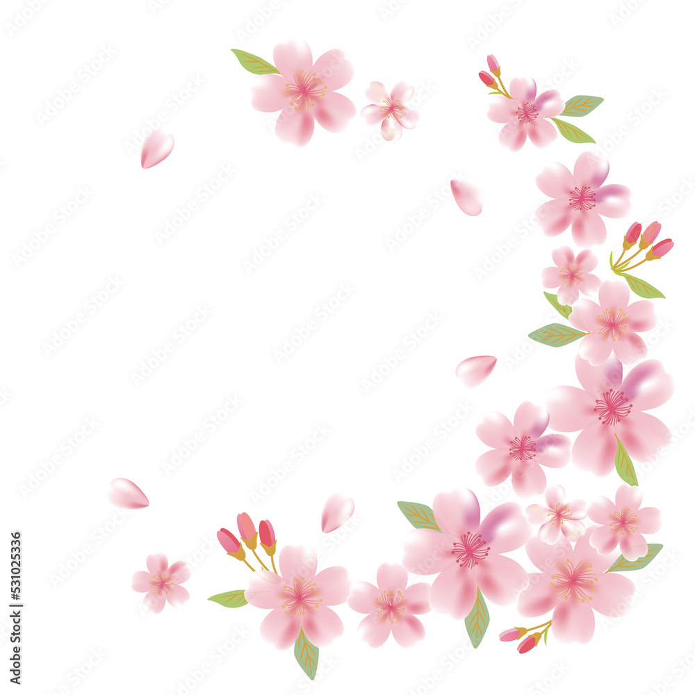 Cherry blossom flowers background frame illustration