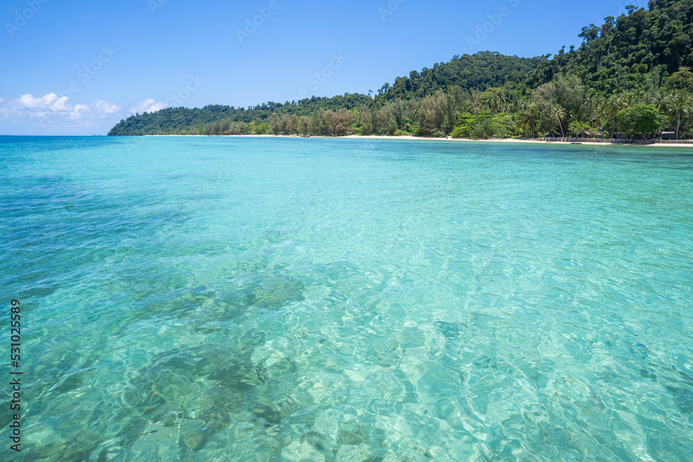 Landscape of beautiful tropical island beach.