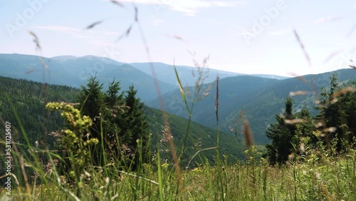 Panorama Of Karkonosze Mountains On A Sunny Day In The Czech Republic. - wide photo