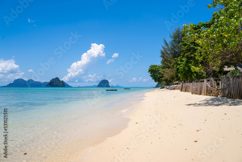 Landscape of beautiful tropical island beach.