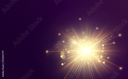 Magical light. Sparkler. Candle sparkling on the background. Realistic vector light effect. Winter, seasonal christmas decoration illustration.	
