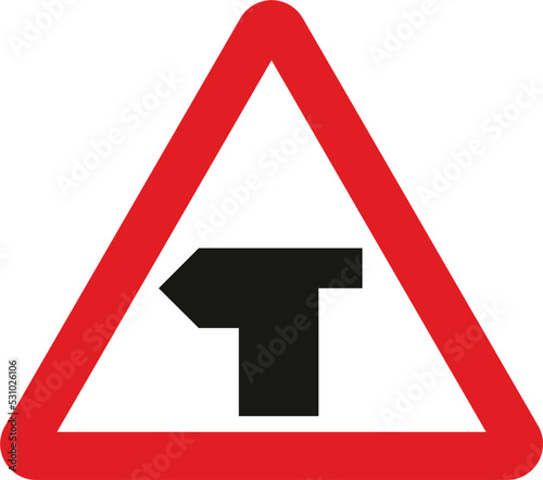 T-junction with priority over vehicles from the right, The Highway Code Traffic Sign, Signs giving orders, Signs with red circles are mostly prohibitive. Plates below signs qualify their message.