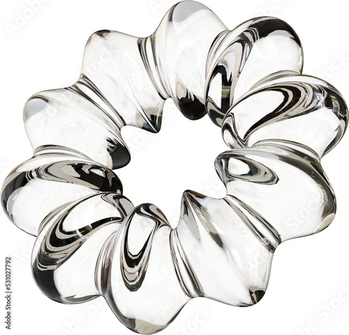 3d rendering. Abstract geometric shapes illustration. Modern minimal glass objects isolated on transparent background