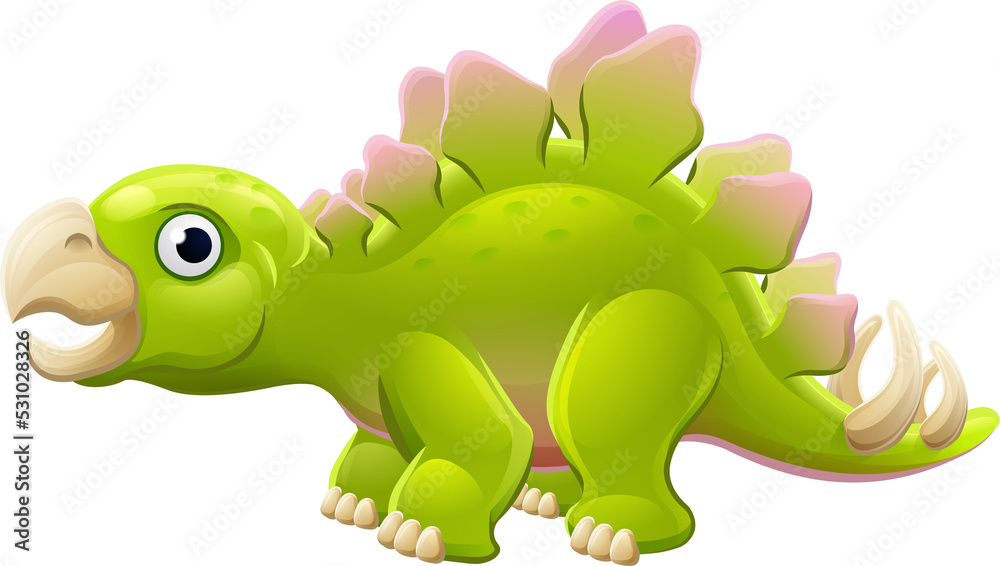 Obraz premium Cute Stegosaurus Cartoon Dinosaur