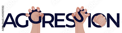 Hand Agression Realistic Text Composition