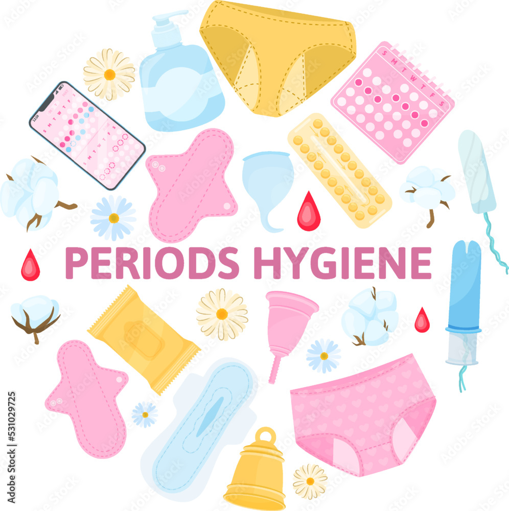 Menstruation Period Hygiene Flat Composition Menstruation Period Hygiene Flat Composition