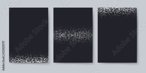 Vászonkép Banners with silver confetti on a black background