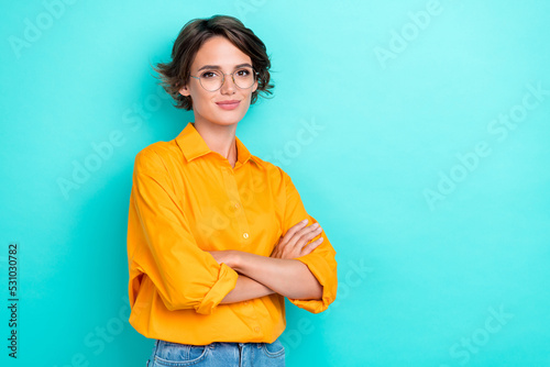 Canvastavla Portrait photo of young attractive gorgeous nice girl wear smart casual clothes