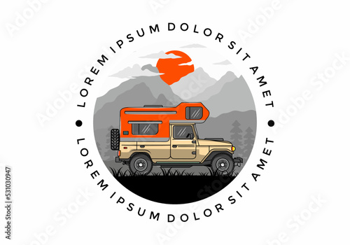 Big overland car illustration badge design