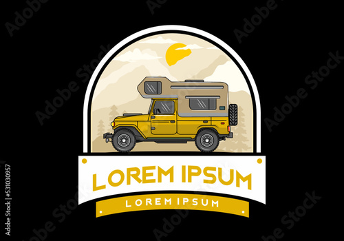Big overland car illustration badge design