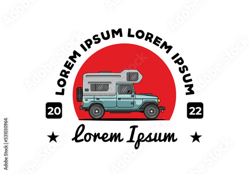 Big overland car illustration badge design