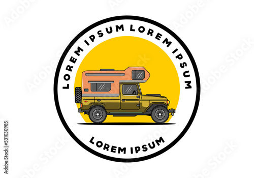 Big overland car illustration badge design