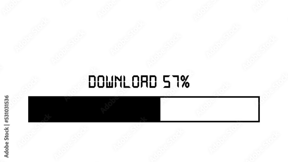 Download bar animation from 0 to 100% loading on white background and green screen. Download bar progress animation. Black download bar filling up. Download Transfer