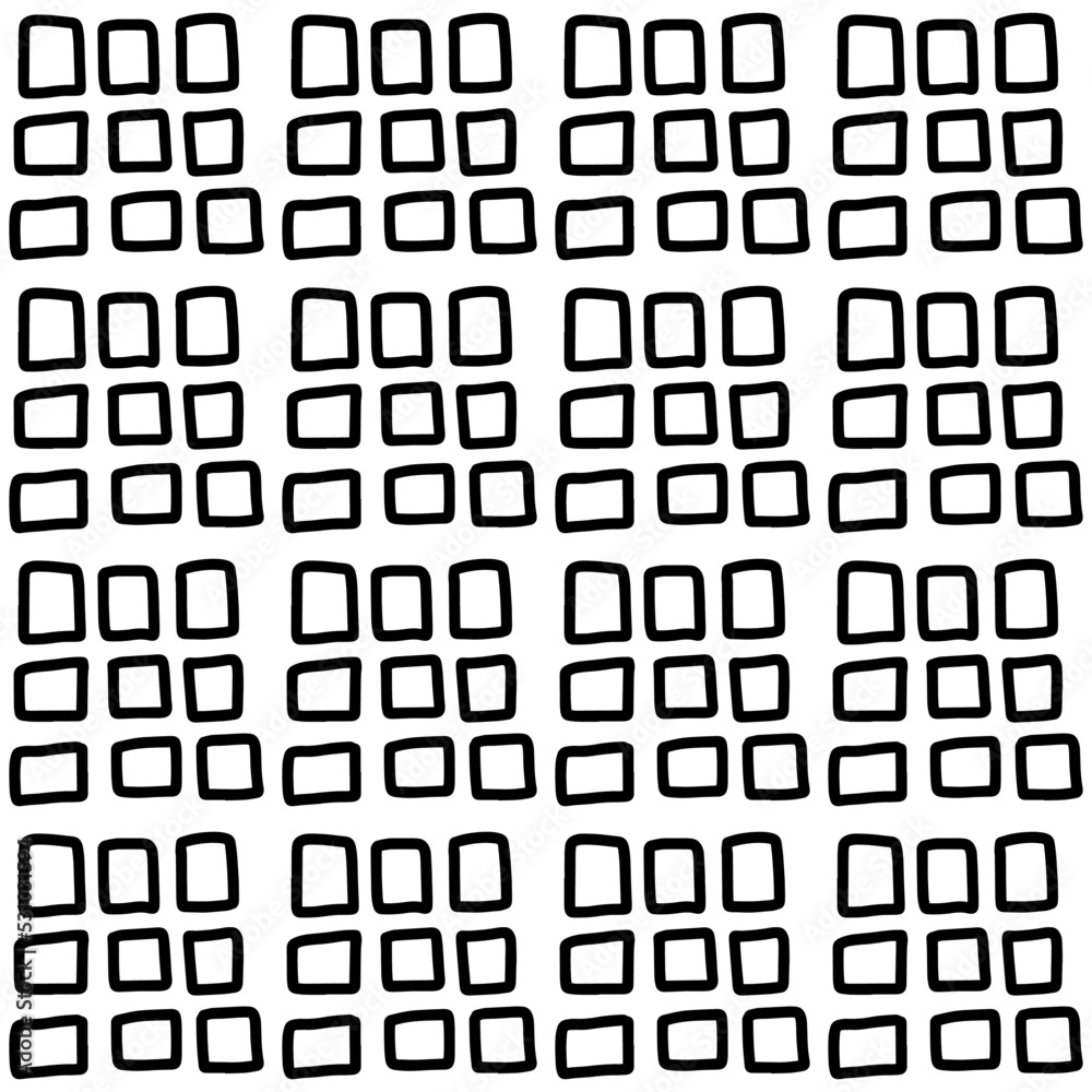 Squares hand drawn seamless pattern black white contrast Squares hand drawn seamless pattern black white contrast