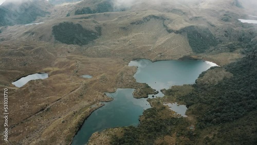 Aerial View Of Laguna Baños In Cayambe Coca Ecological Reserve In Napo, Ecuador. photo