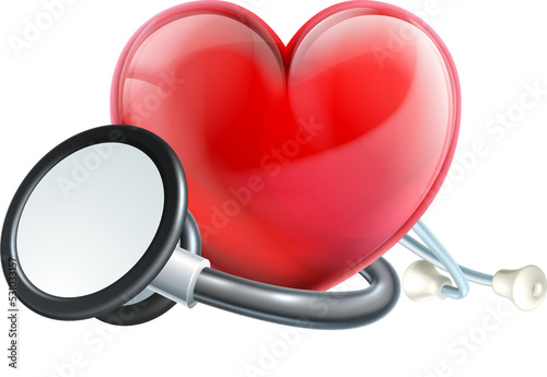 Heart Icon and Stethoscope