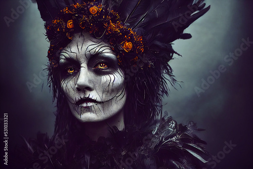 close-up portrait of a witch - dark coven crones - 9 of 13 - digital illustration, created with generative ai photo