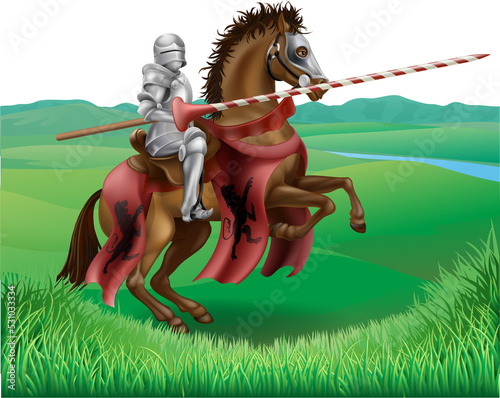 Knight in armor with jousti...