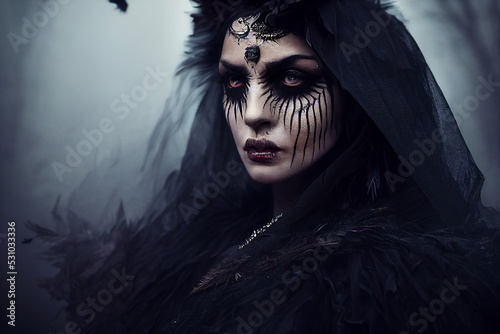close-up portrait of a witch - dark coven crones - 10 of 13, generative ai photo