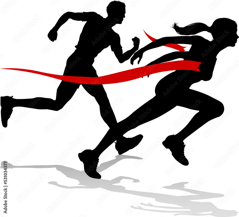 Fototapeta premium Runner Race Finish Line Track and Field Silhouette