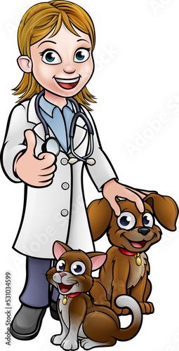 Vet Cartoon Character with ...