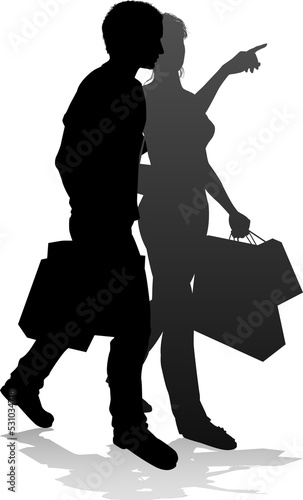 Young Couple Shopping Silho...