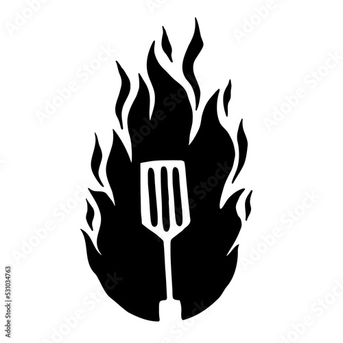 Hand drawn emblem, sticker with Grill Master lettering.