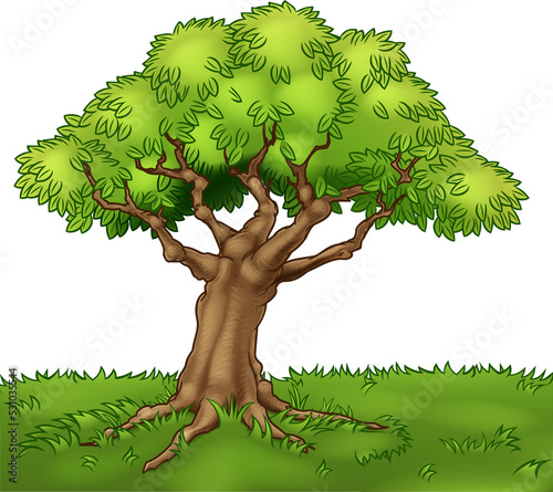 Cartoon Tree Field Landscap...