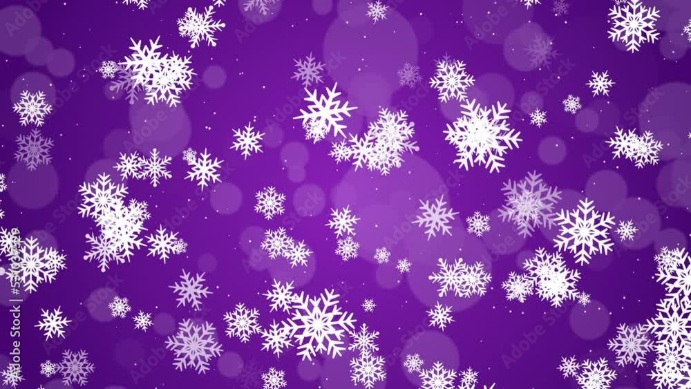 White abstract snowflakes fall slowly from the sky. Purple background for christmas with glitter and bokeh. Loop. 29,97 fps White abstract snowflakes fall slowly from the sky. Purple background for christmas with glitter and bokeh. Loop. 29,97 fps