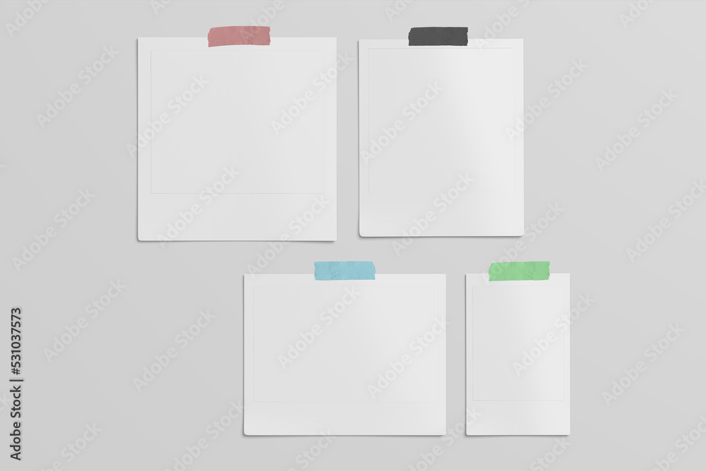 Blank photo papers mockups set Blank photo papers mockups set