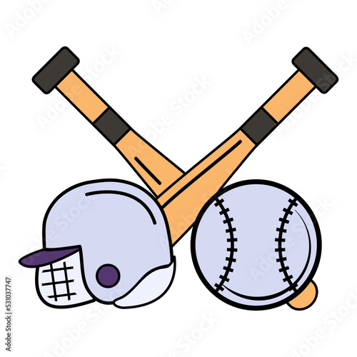 Baseball bat and helmet Concept Vector Icon Design, Sporting equipment Symbol, Physical Fitness and Wellness Sign, Leisure Activity stock illustration