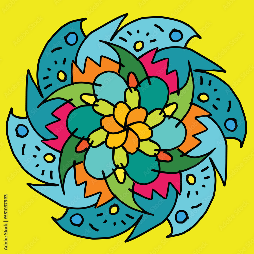 Obraz premium abstract circle geometric leaf flower background yellow