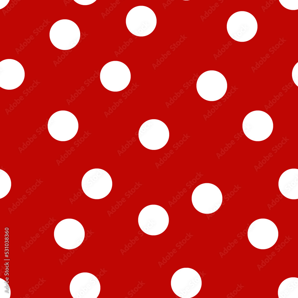 Seamless pattern of white polka dots on a red background Seamless pattern of white polka dots on a red background