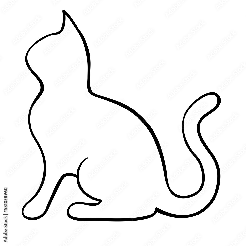 Cat outline illustration with black thin line. PNG with transparent background. Cat outline illustration with black thin line. PNG with transparent background.