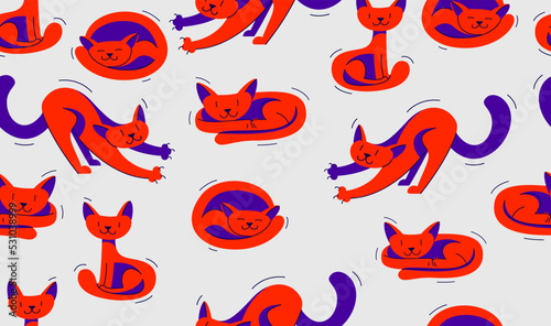 Funny cartoon cats seamless...