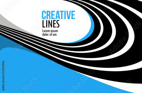 3D lines in motion vector abstract background, creative and dimensional curved stripes dynamic composition, motion and technology.